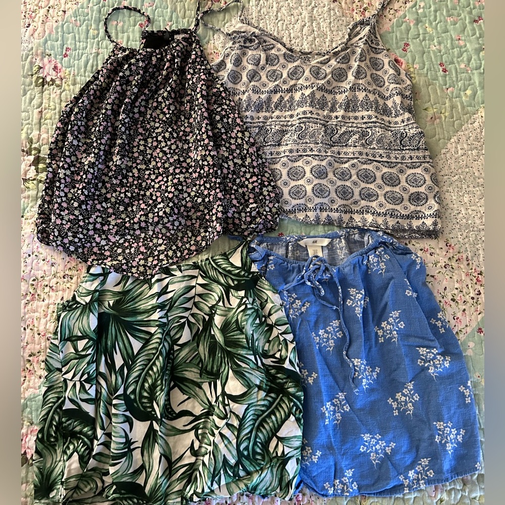 Lot of 4 Camisole Cami Crop Tank Tops Floral Print H&M Forever 21 Size Small S